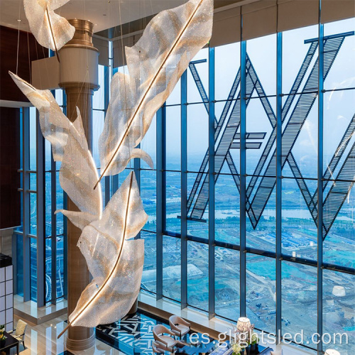 Decoración de restaurante Hoja de arce de cristal Lámpara colgante grande